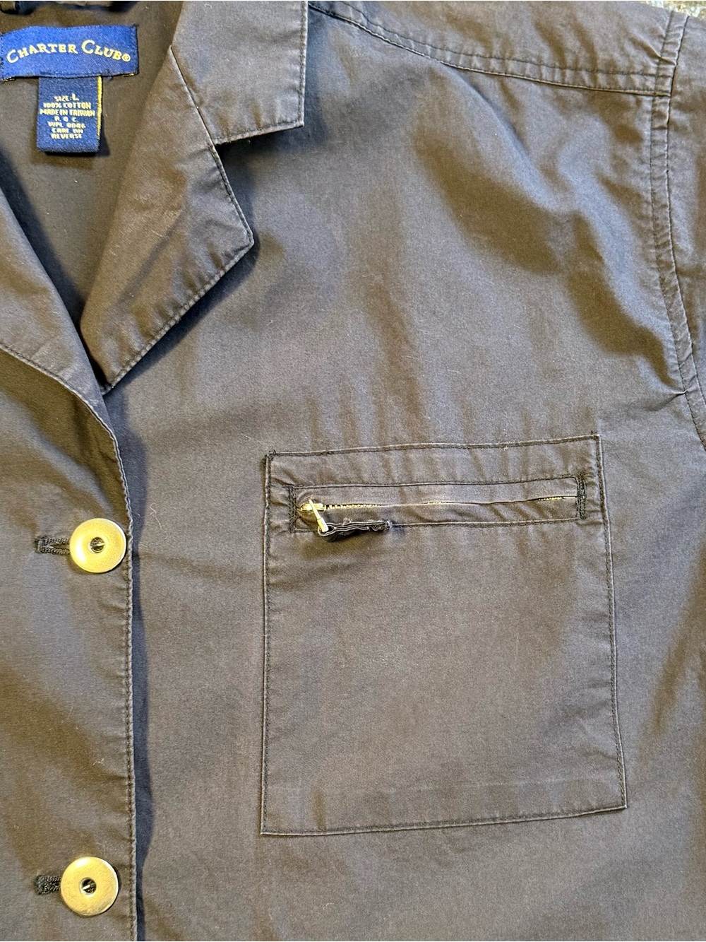 Charter Club Charcoal Professional Utility Cotton Jacket With Zip Pockets Size L - Picture 5 of 11